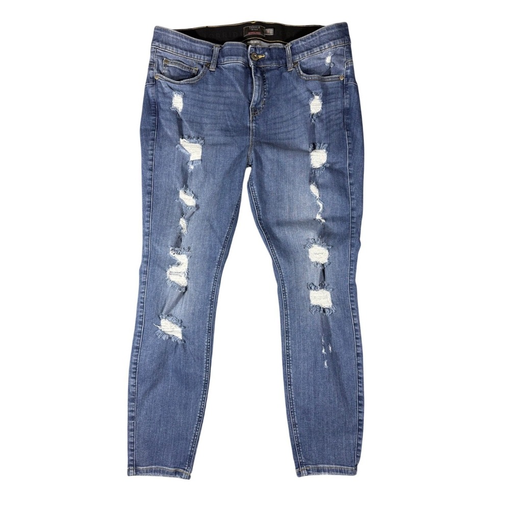 Torrid Bombshell Skinny Jeans 18S Medium Wash Distressed Premium Stretch Blue